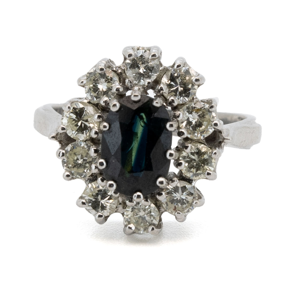 1021 Vintage Verlobungsring "Prinzessin Diana" Saphir & Diamant