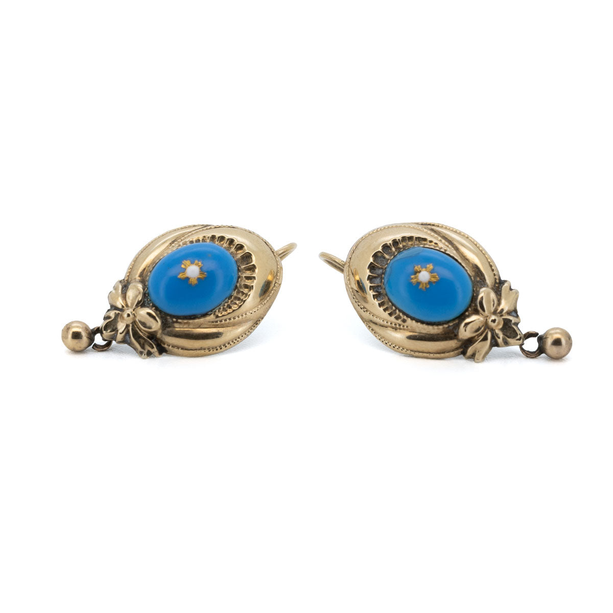 1029 Antike Ohrringe, original Biedermeier um 1860 Gold Silber