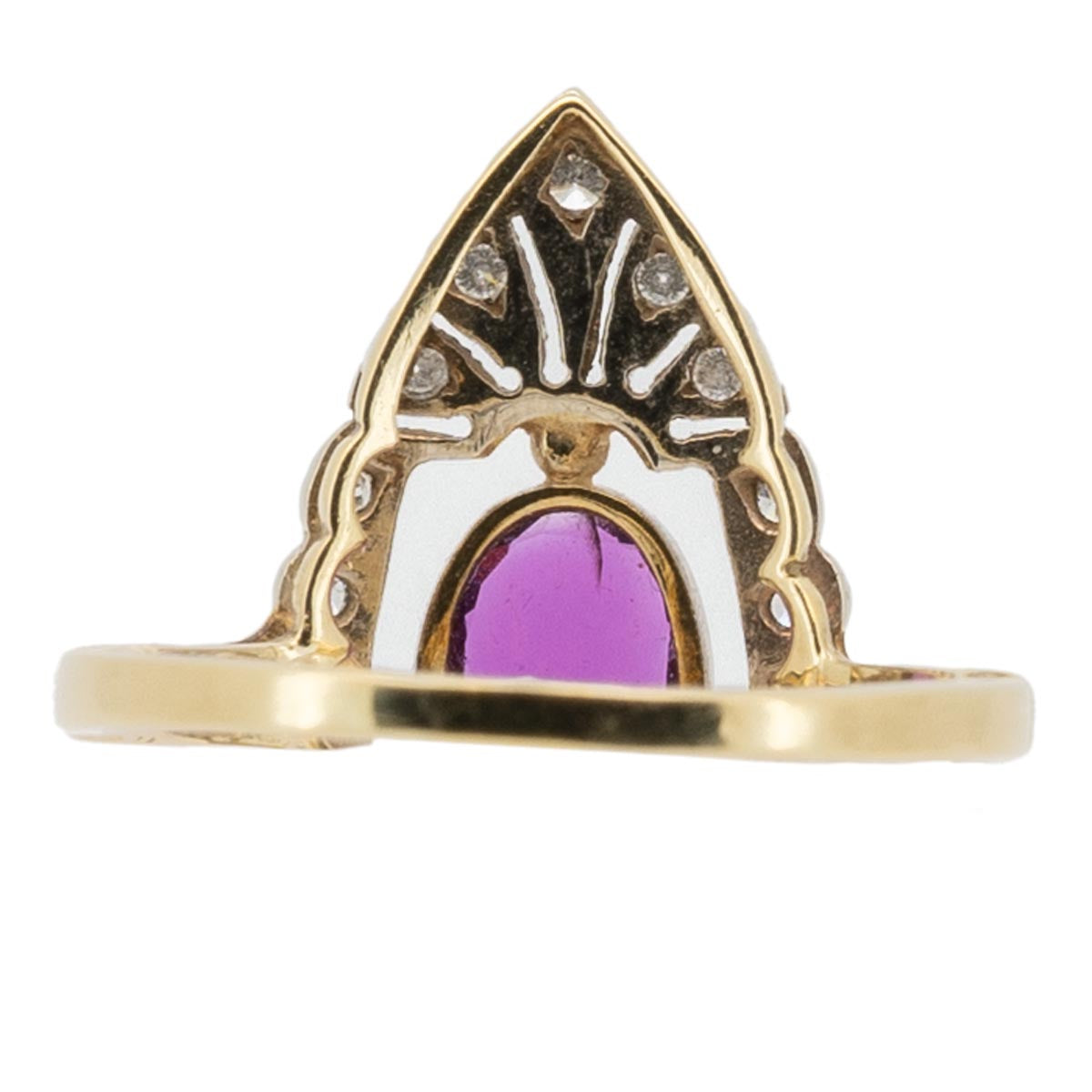 1031 antiker, goldener, Wiener-Schmäh-Ring mit Diamanten und Turmalin
