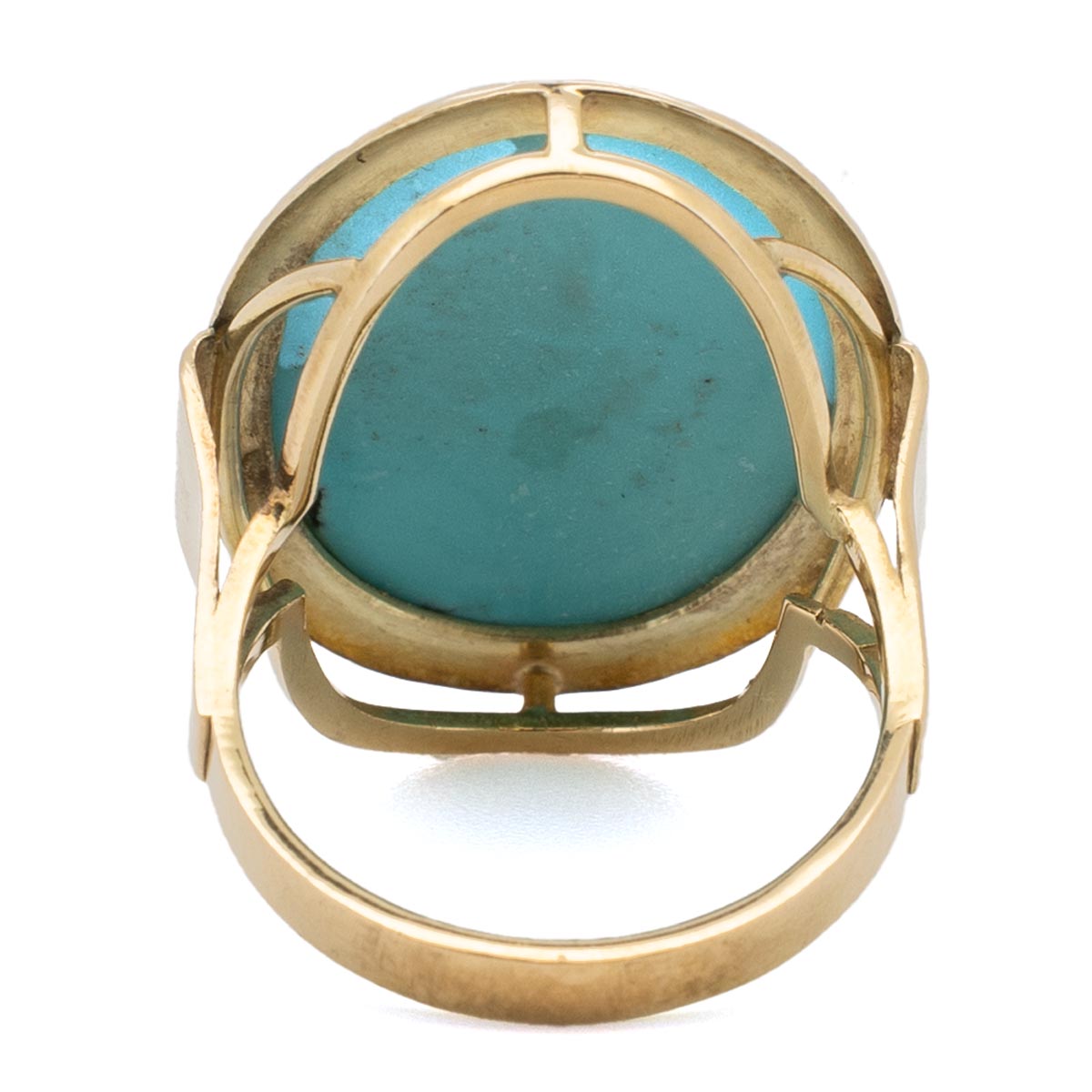 1034 antiker Vintage Statement Ring um 1970 mit großem Türkis