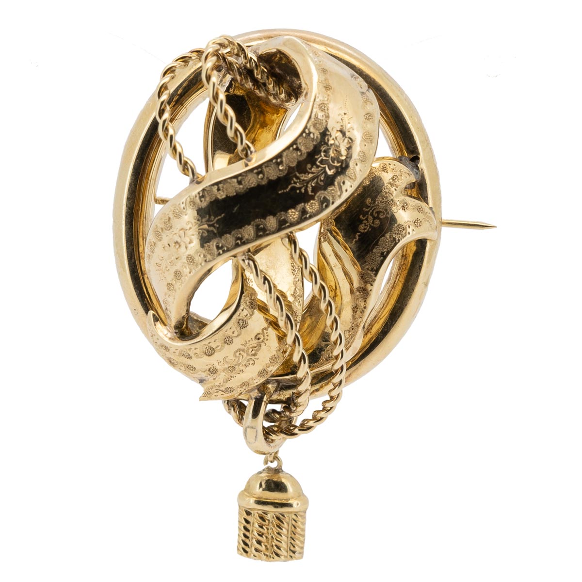 1036 Antike & leichte Biedermeier Goldbrosche um 1840