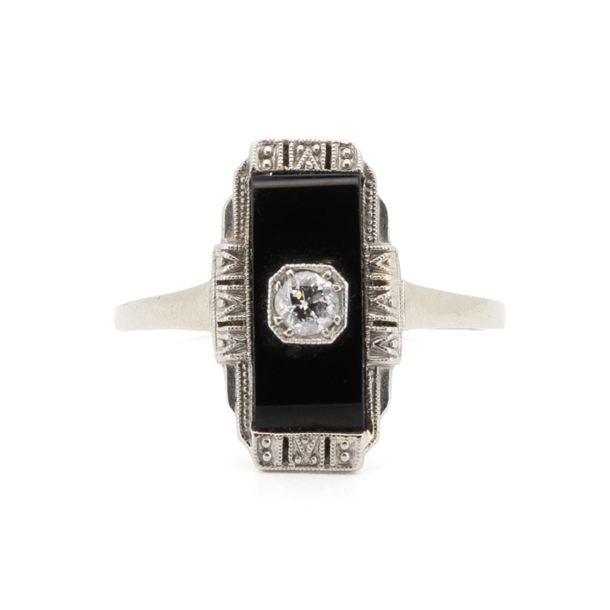 1040 Antiker Weißgold-Diamantring Ring aus der Art-Deco-Zeit um 1930