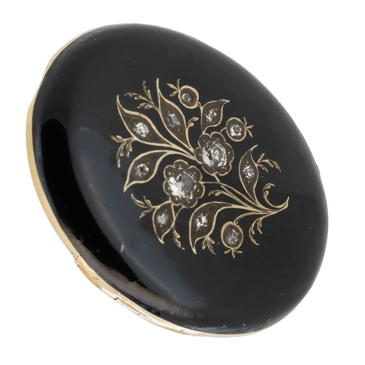1045 antike Emaille Diamanten Brosche um 1860