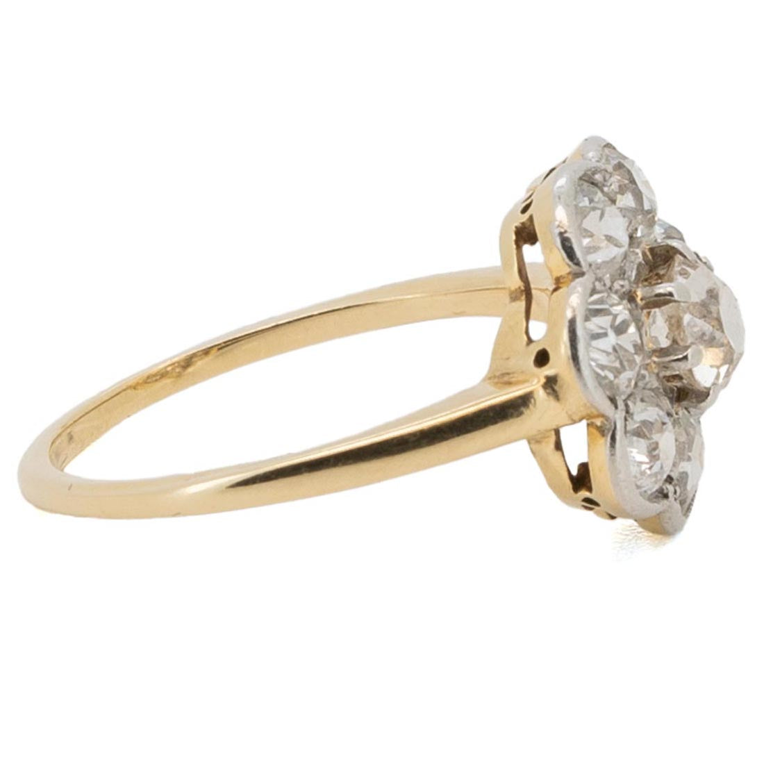 1050 antiker Platin-Gold-Diamantring im Jugendstil um 1900