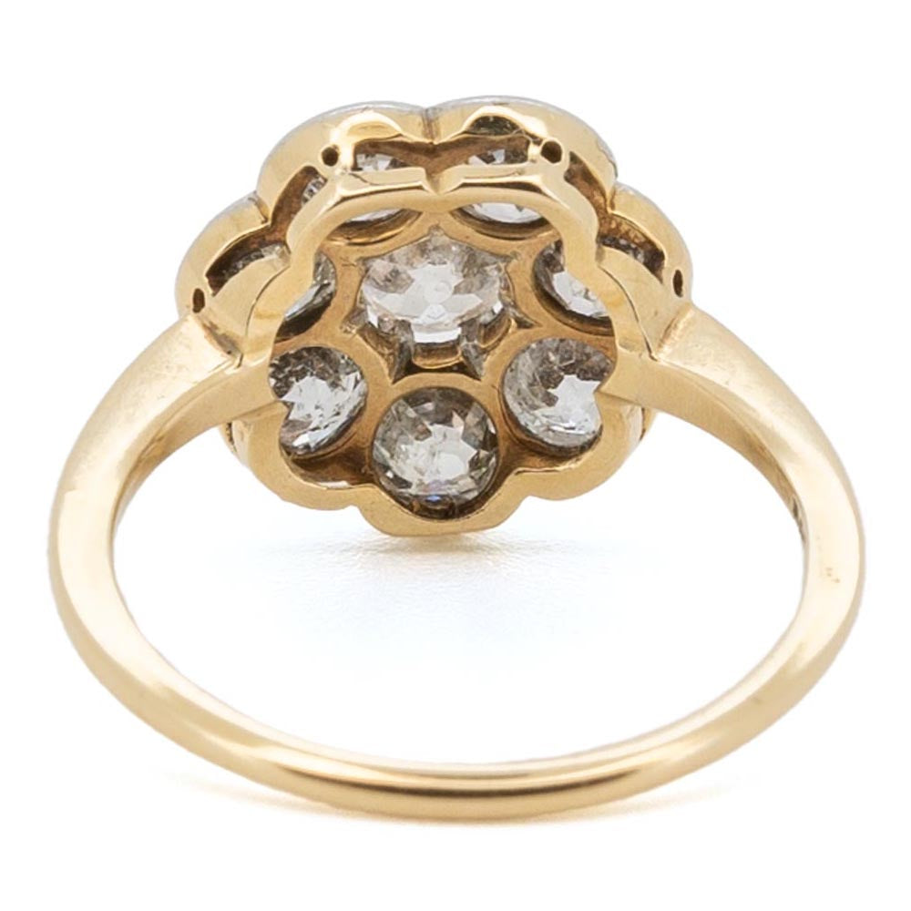 1050 antiker Platin-Gold-Diamantring im Jugendstil um 1900