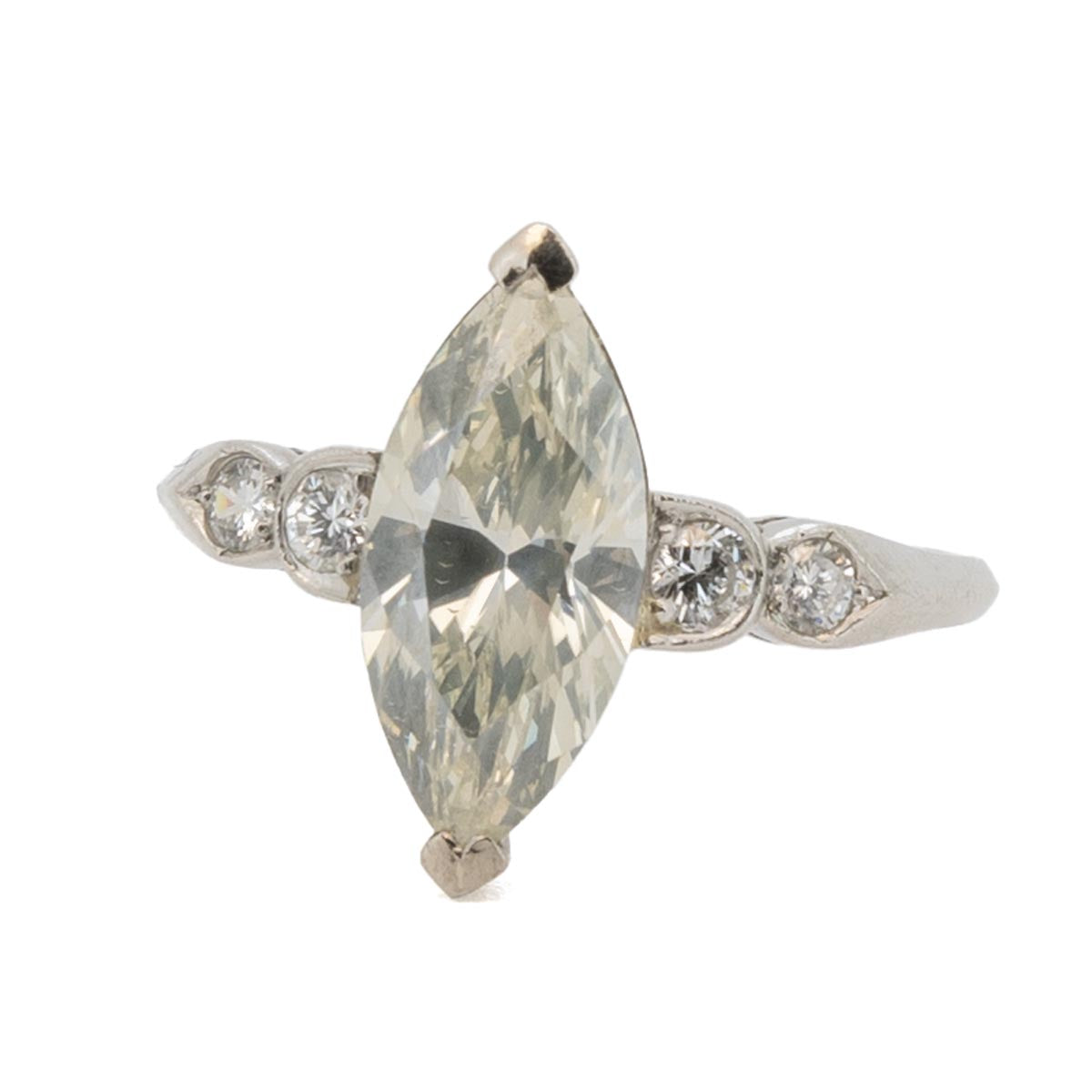 1063 antiker Iridium-Platin-Verlobungsring um 1930