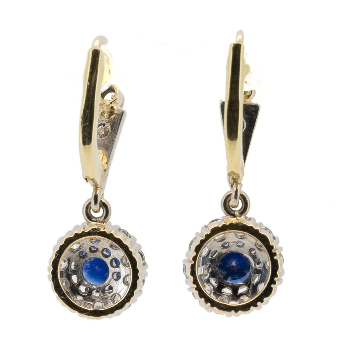 1067 antike Platin-Ohrringe mit DIamanten und Saphiren um 1940