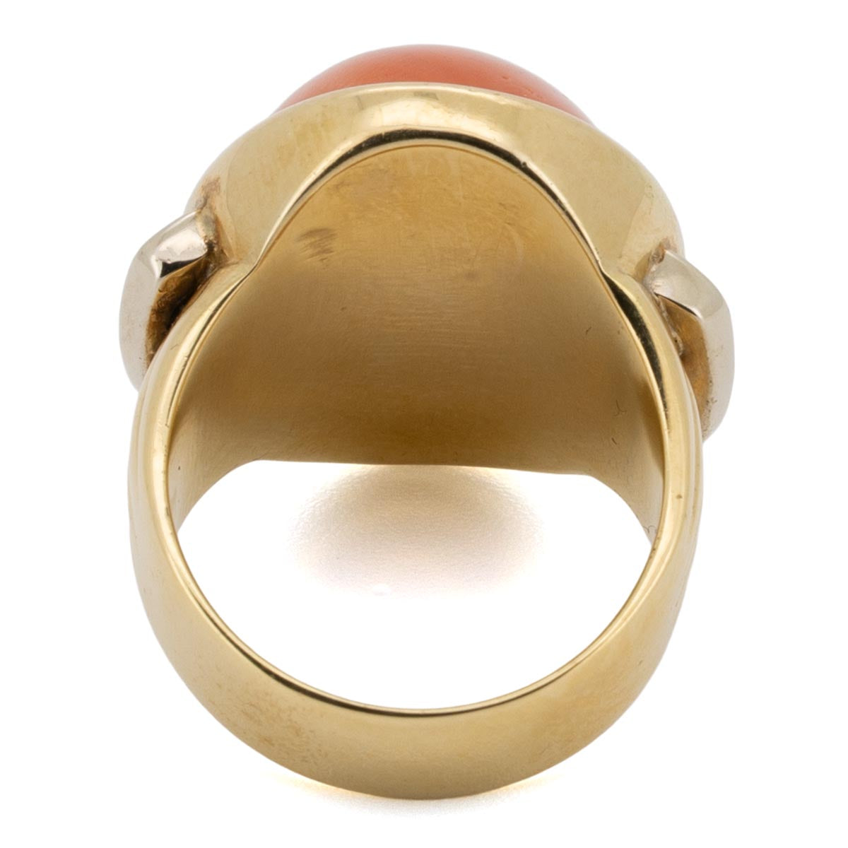 1080 antiker Vintage Korallen-Goldring mit Diamanten aus Italien