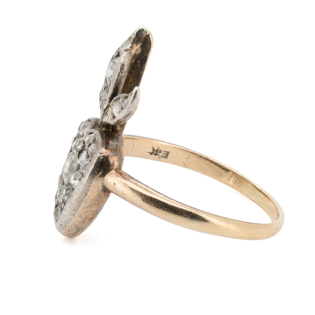 1089 antikes Flammendes Herz aus Rose-Gold aus Deutschland um 1900