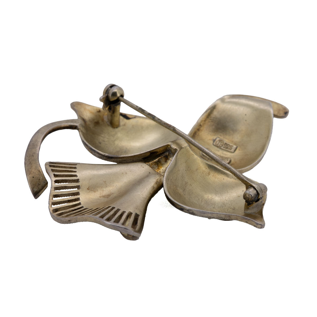 1097 Theodor Fahrner Brosche, Pforzheim um 1955, 925 Silber vergoldet mit Markasiten – Vintage Einzelstück