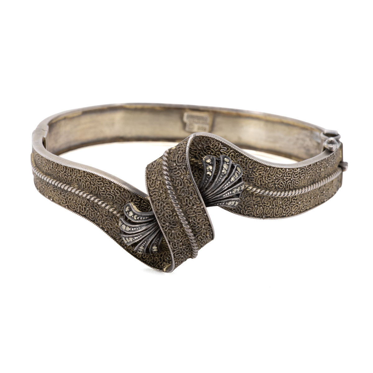 1105 – Original Theodor Fahrner Armreif – 925 Silber vergoldet mit Markasiten, Pforzheim um 1955