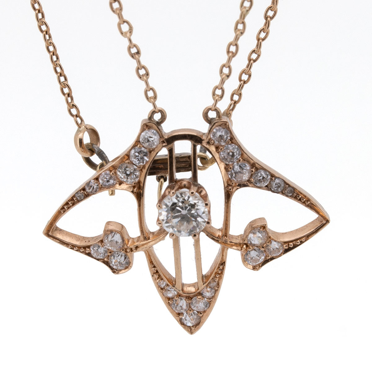 1109 – Original Art-Deco-Collier mit Diamanten im Alt-Schliff – Roségold um 1930