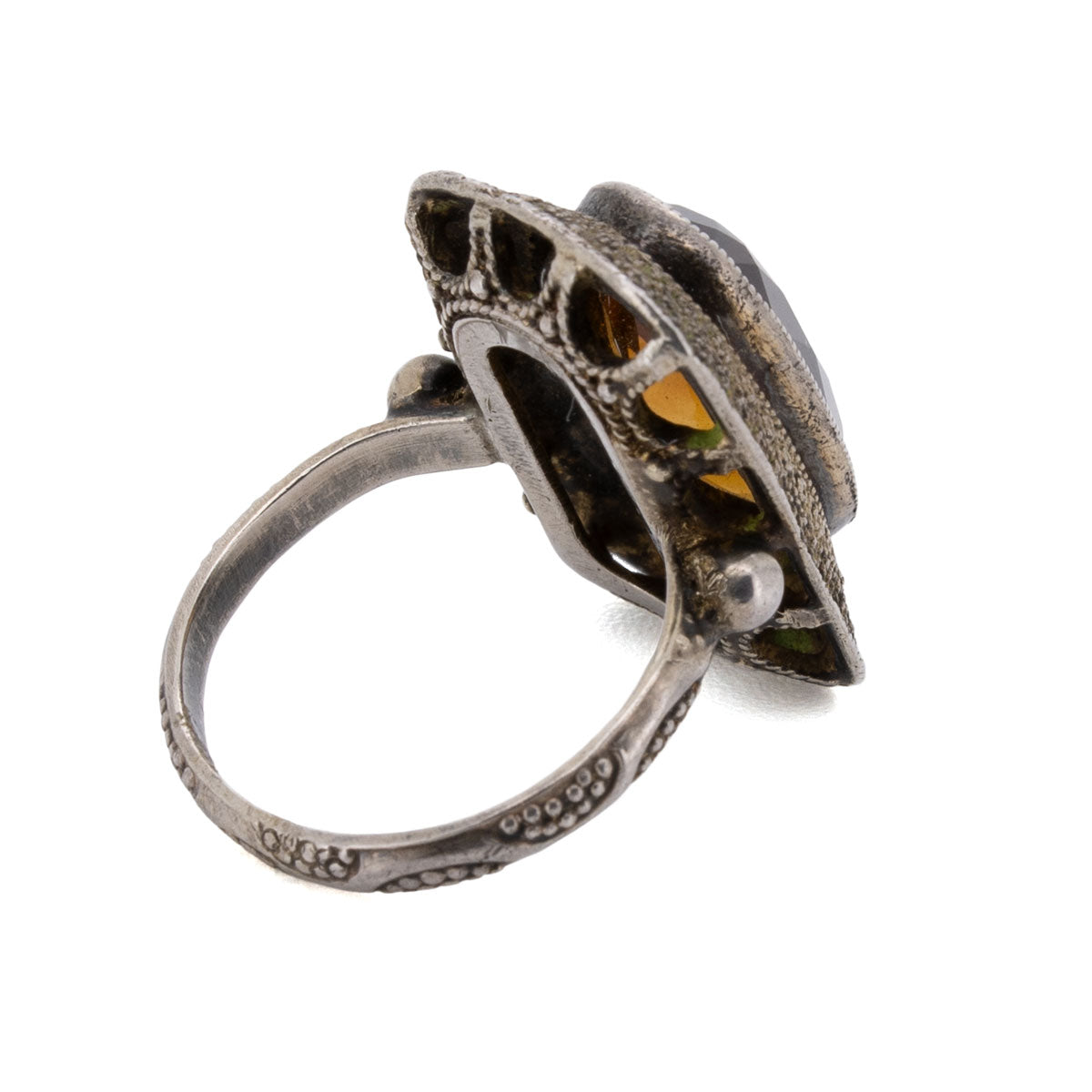 1110 – Original Theodor Fahrner Ring mit Citrin – 925 Silber, um 1950