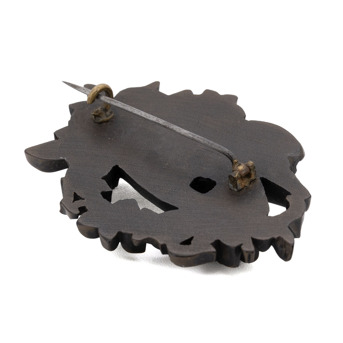 1117 – Jugendstil-Brosche „Hand mit Blumenranken“ – Jet / Gagat, um 1900