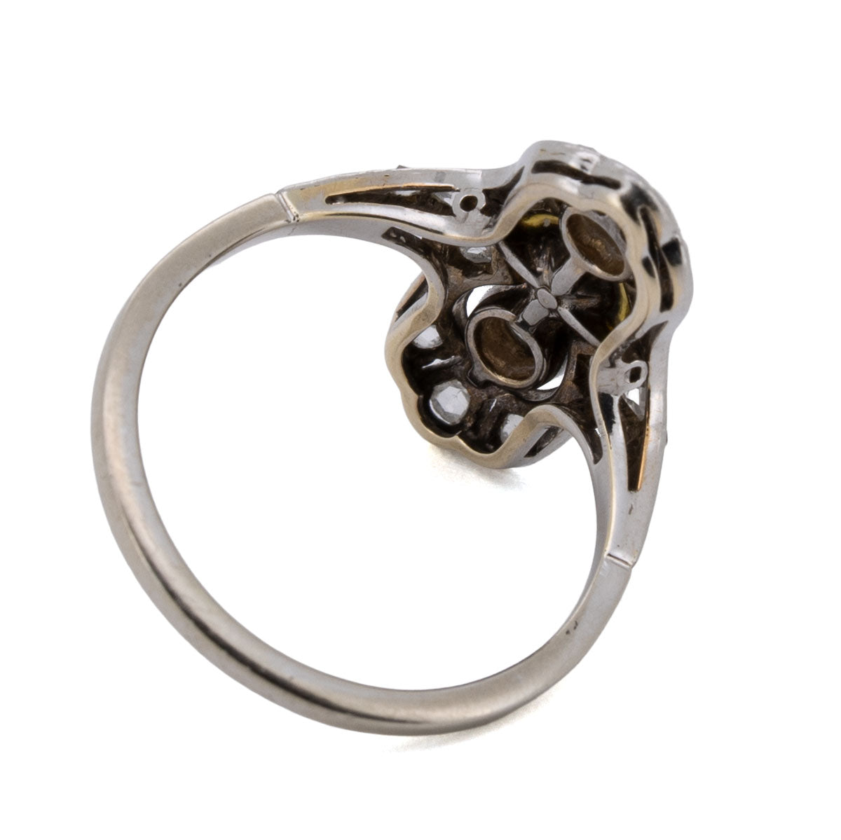 1124 – Art-Deco-Ring mit Akoya-Zuchtperle & Diamanten – 585 Weißgold, um 1930