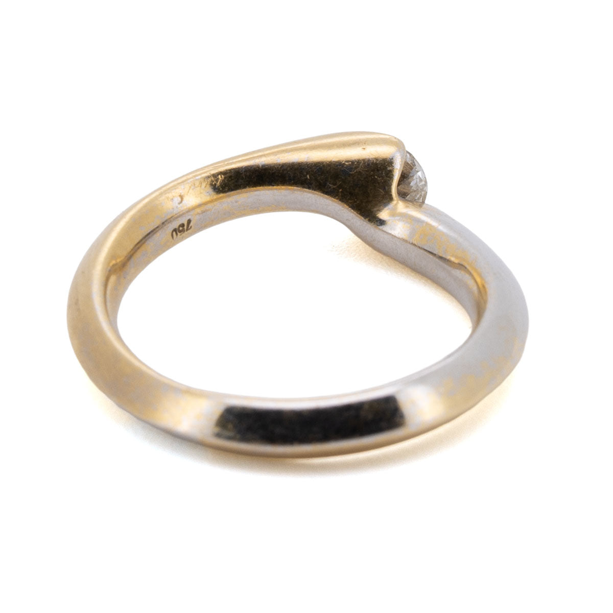 1125 – Solitär Ring mit 0,50 ct Brillant – 750 Gold (Weißgold und Gelbgold), um 1980