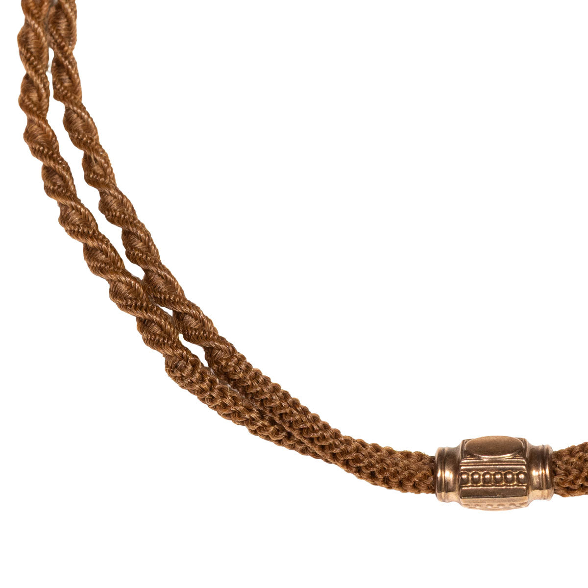 1172 – Biedermeier Uhrenkette aus geflochtenem Hechthaar – Tombak, um 1840