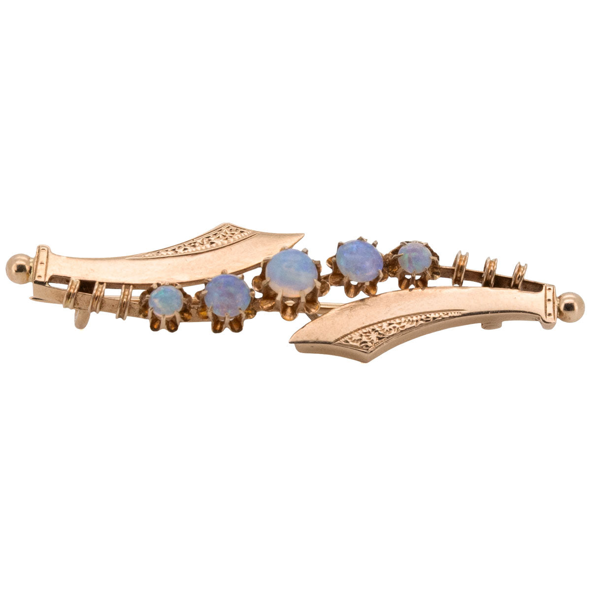 1175 – Jugendstil Brosche aus 585 Roségold mit Opal – um 1900