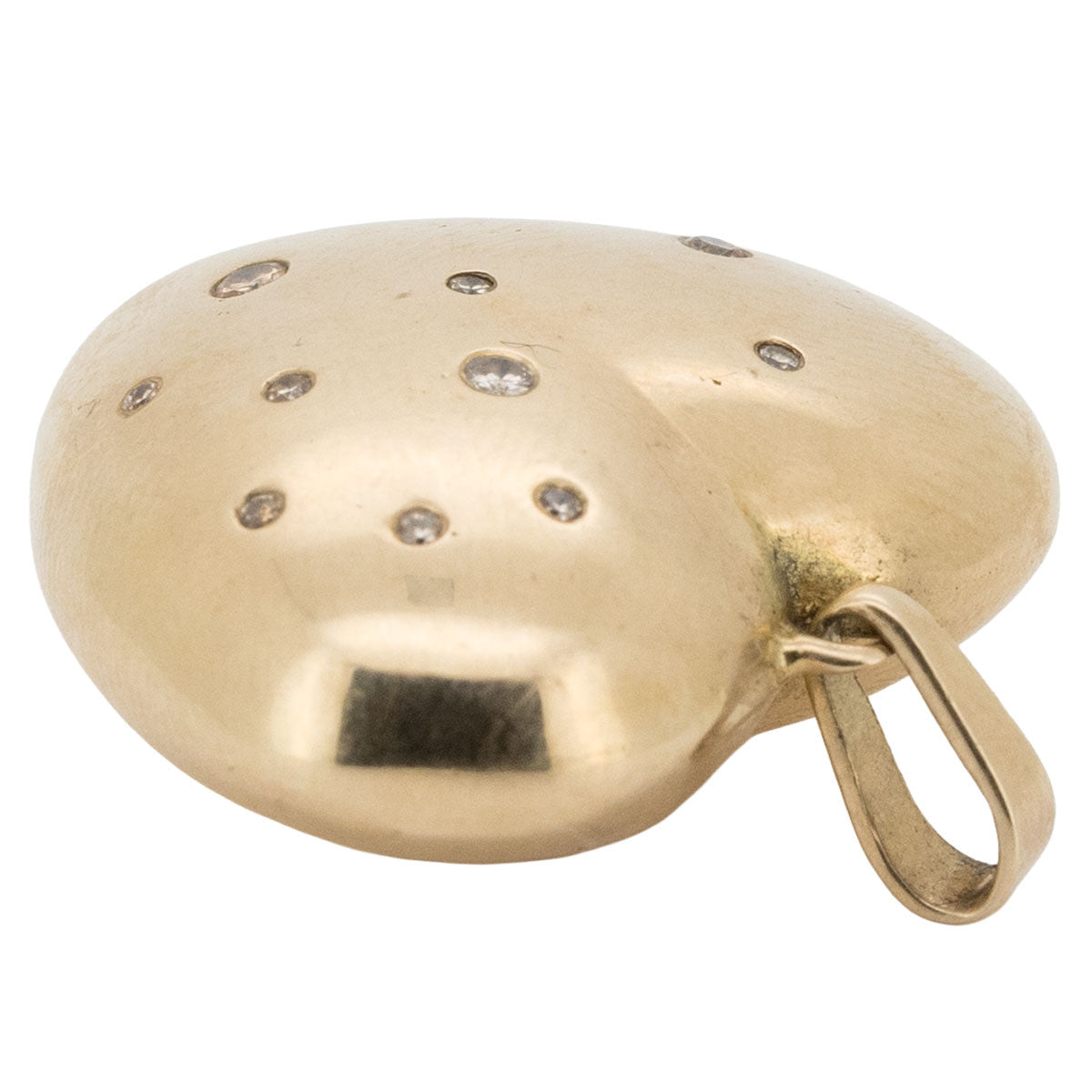 1196 – Massiver Herzanhänger aus 585 Roségold mit Diamanten im Brillantschliff – um 1980