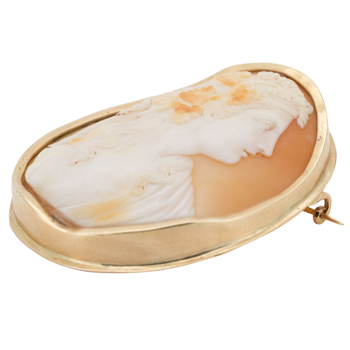 1200 – Antike Gemmenbrosche mit Darstellung der griechischen Göttin Persephone aus 585 Gold – um 1870