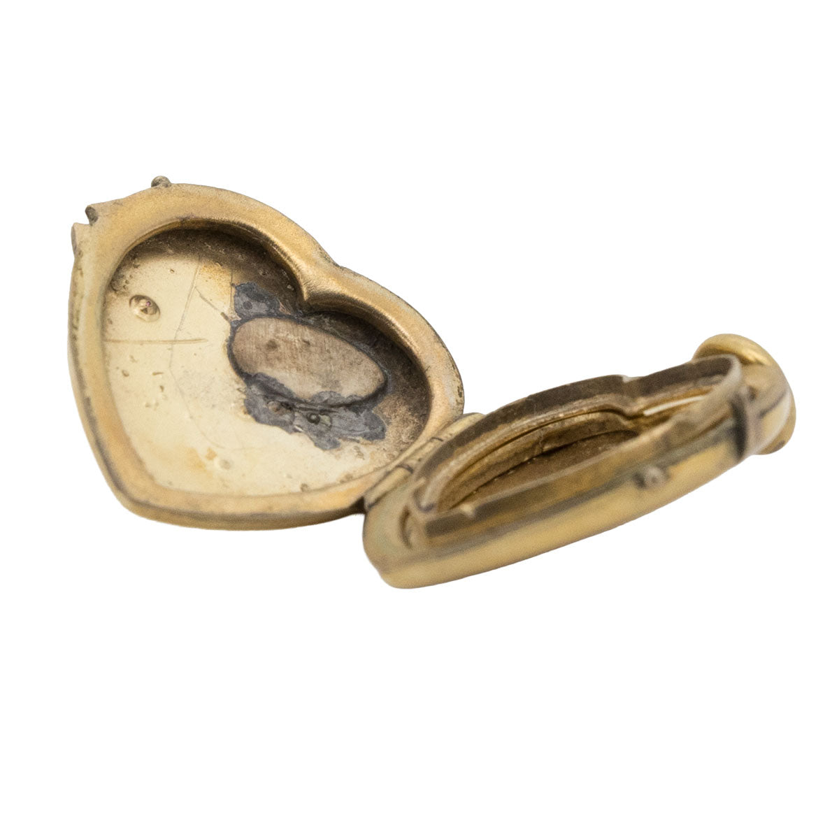 1201 – Antiker Herzanhänger / Medaillon im Jugendstil aus Golddouble mit Opal, Naturperlen und Rubin – um 1900