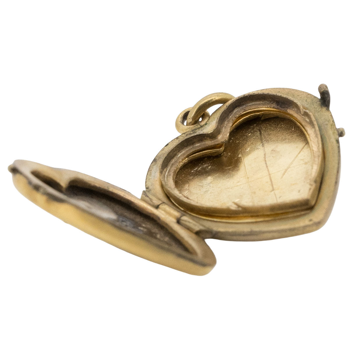 1201 – Antiker Herzanhänger / Medaillon im Jugendstil aus Golddouble mit Opal, Naturperlen und Rubin – um 1900