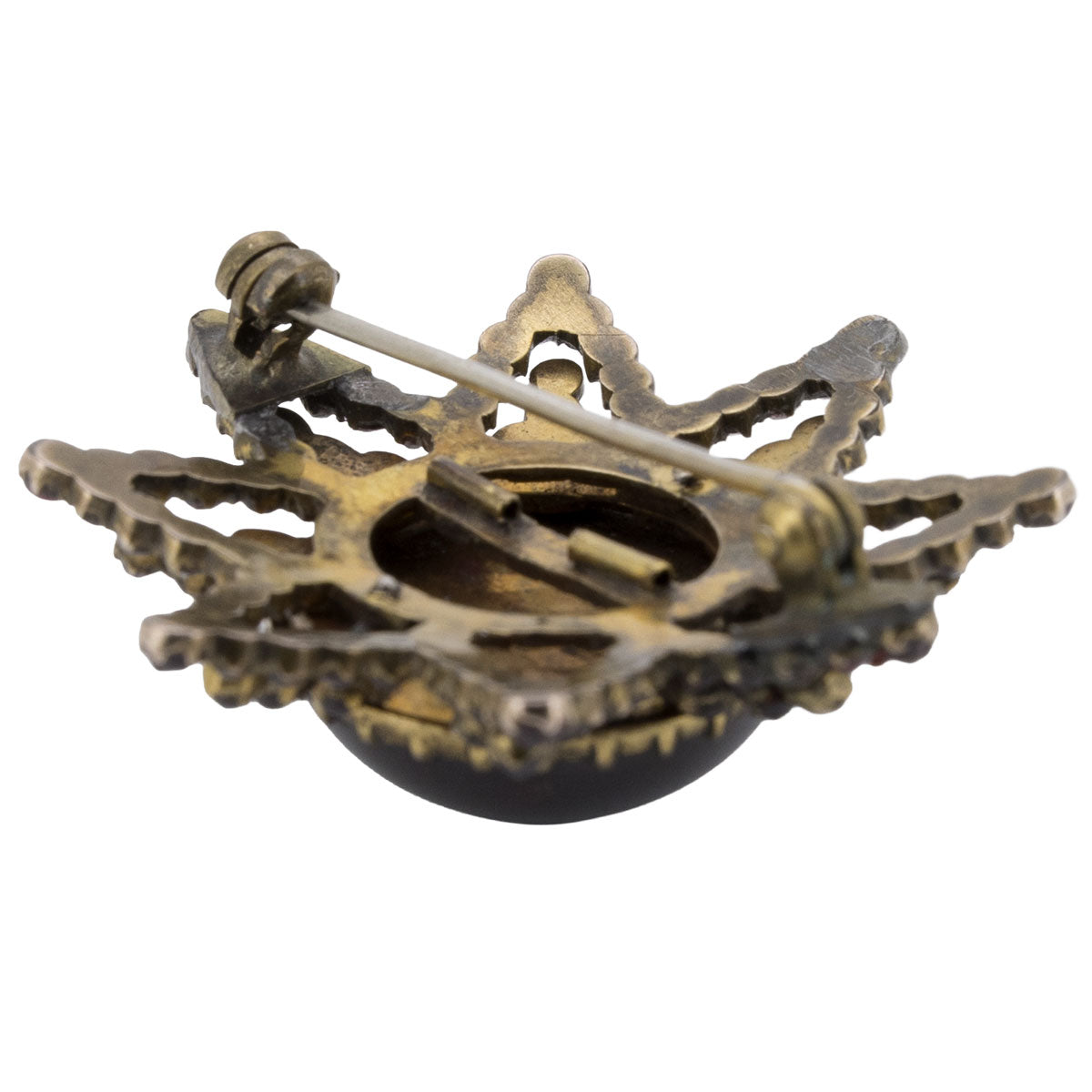 1219 – Antike böhmische Granat Brosche in Sternform aus Tombak – Biedermeier – um 1840