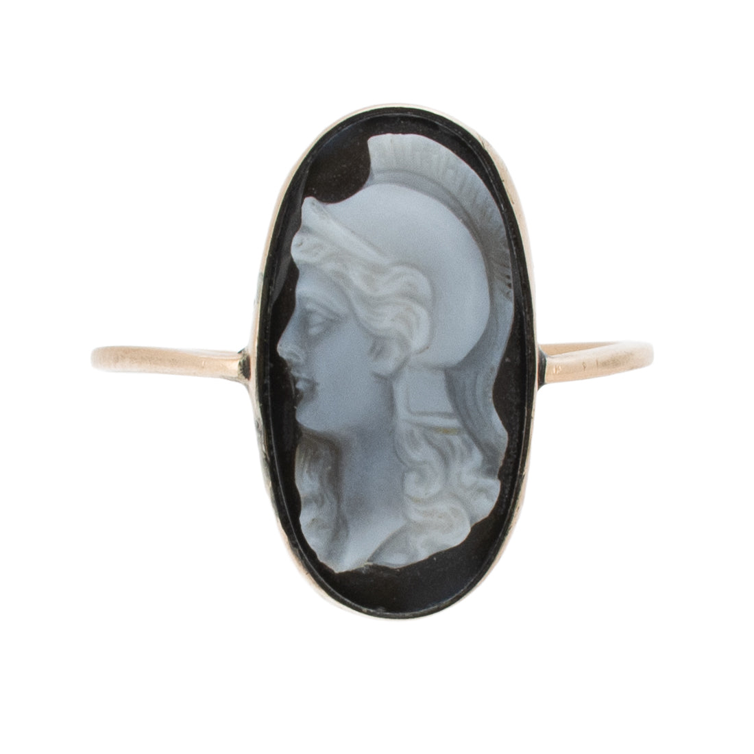 Biedermeier-Steincameo-Ring „Diana die Kriegerin“ aus 585 Roségold