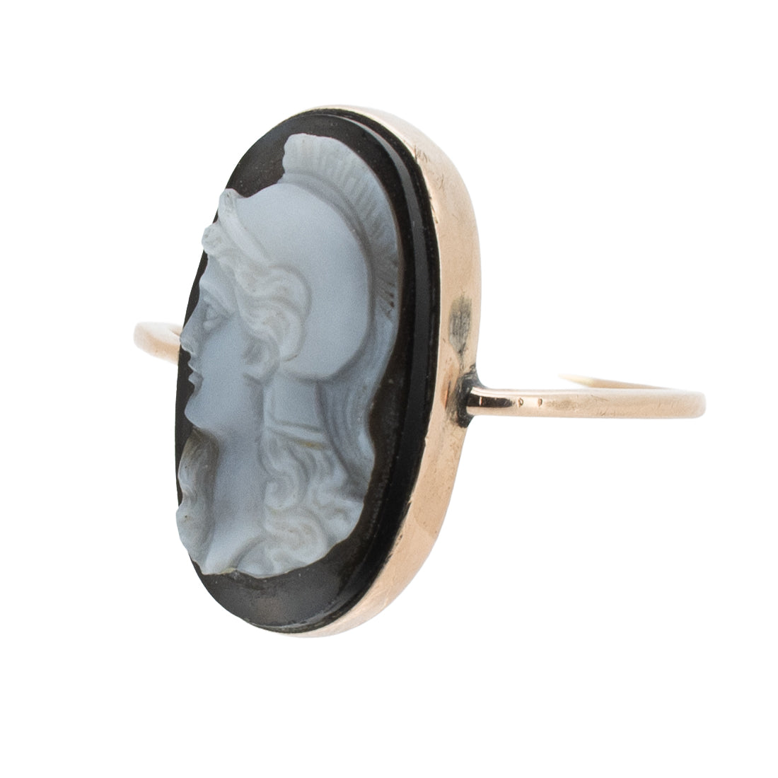 Biedermeier-Steincameo-Ring „Diana die Kriegerin“ aus 585 Roségold