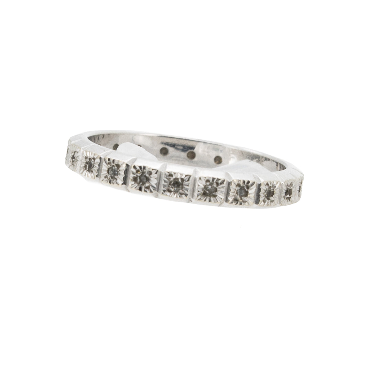 Vintage Diamant-Memory-Ring um 1960 aus 585 Weißgold