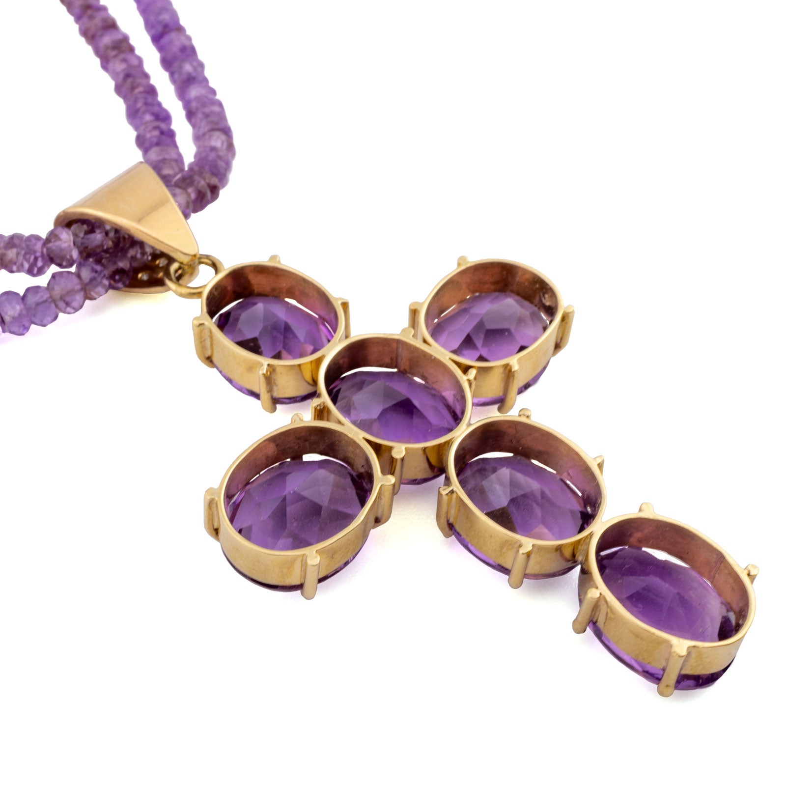 1015 antikes Amethyst-Brillant-Kreuz um 1870