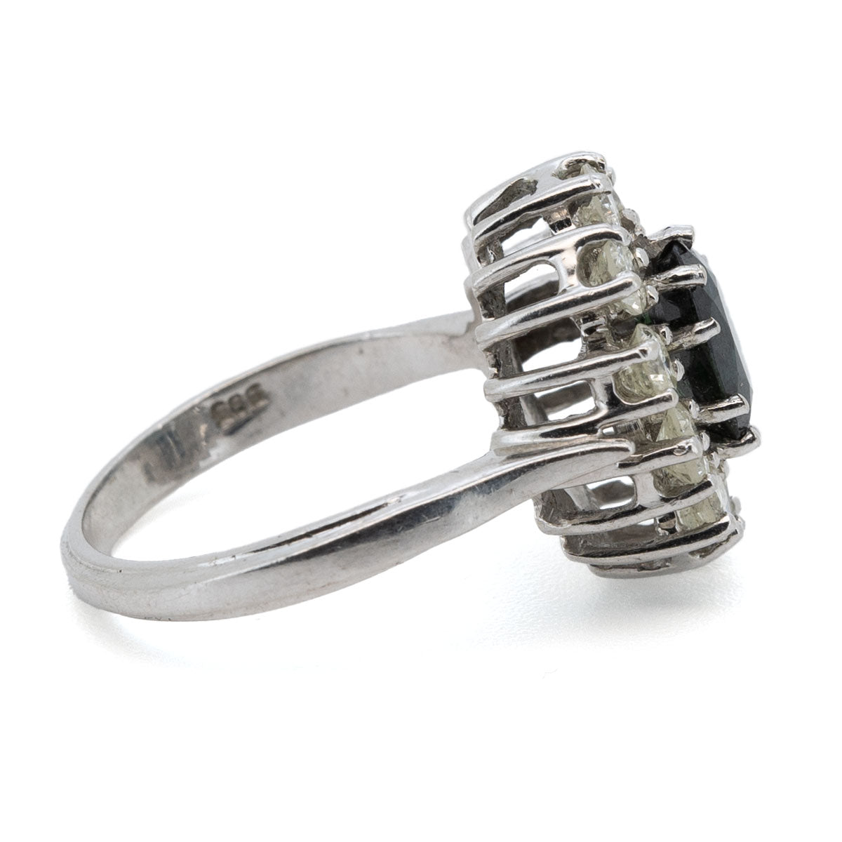 1021 Vintage Verlobungsring "Prinzessin Diana" Saphir & Diamant