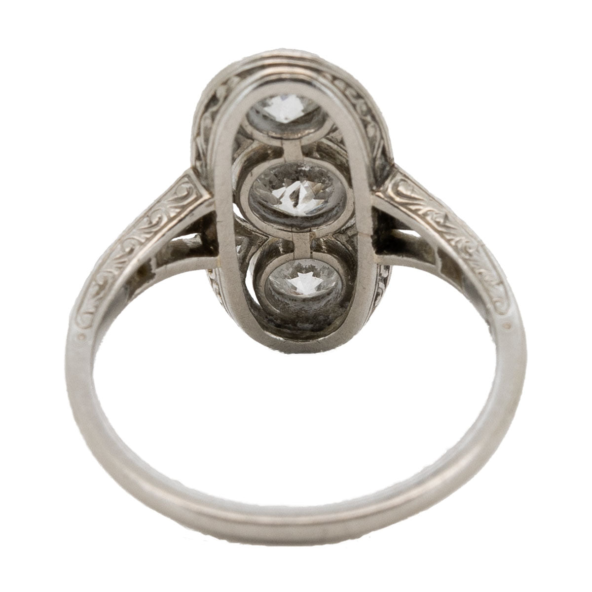 1016 Verlobungsring Art Déco Platin mit 19 Diamanten
