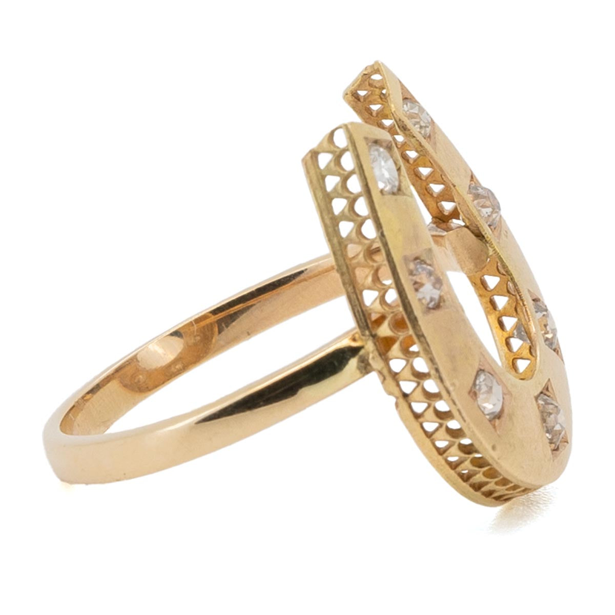 1059 antiker Goldring mit Diamanten im Jugendstil um 1900