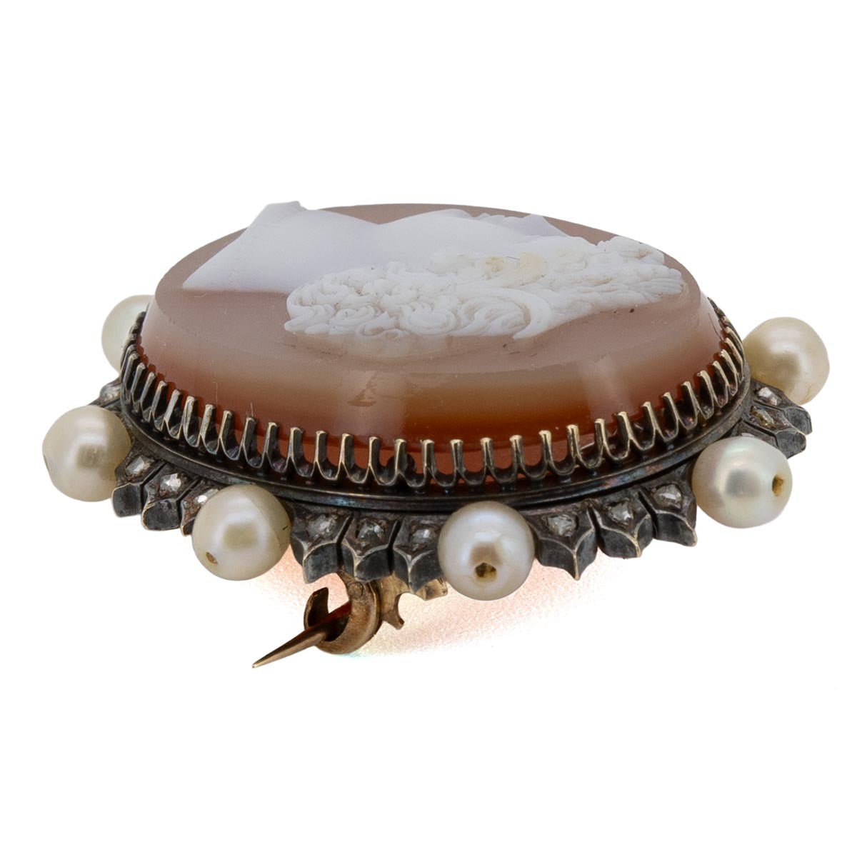 1087 antike Stein Gemme Brosche aus Rosegold