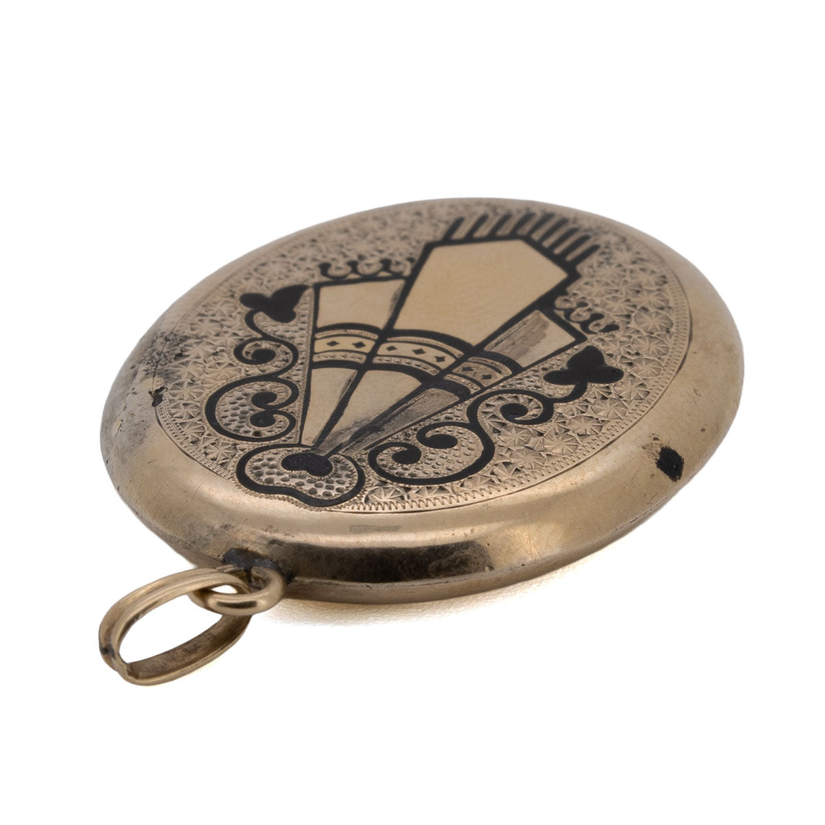1096 Original Biedermeier-Medaillon · Emaille-Arbeit · um 1840 · Handarbeit in 585 Gelbgold