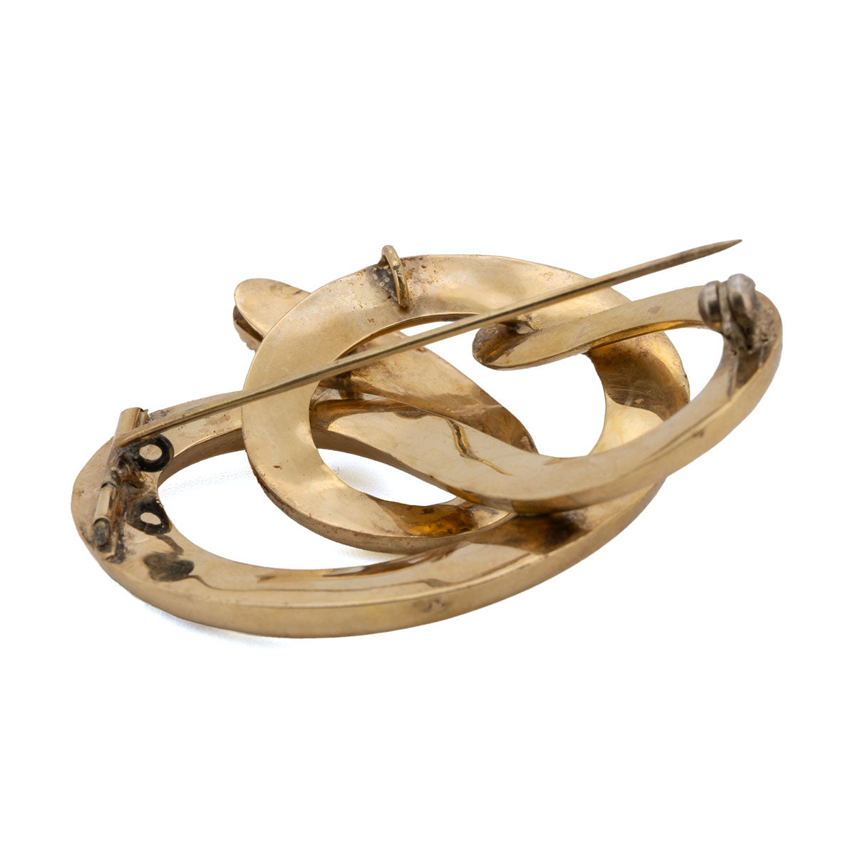 1102 – Große ausgefallene Schlangenbrosche mit Diamanten – 585 Gelbgold, Biedermeier um 1840