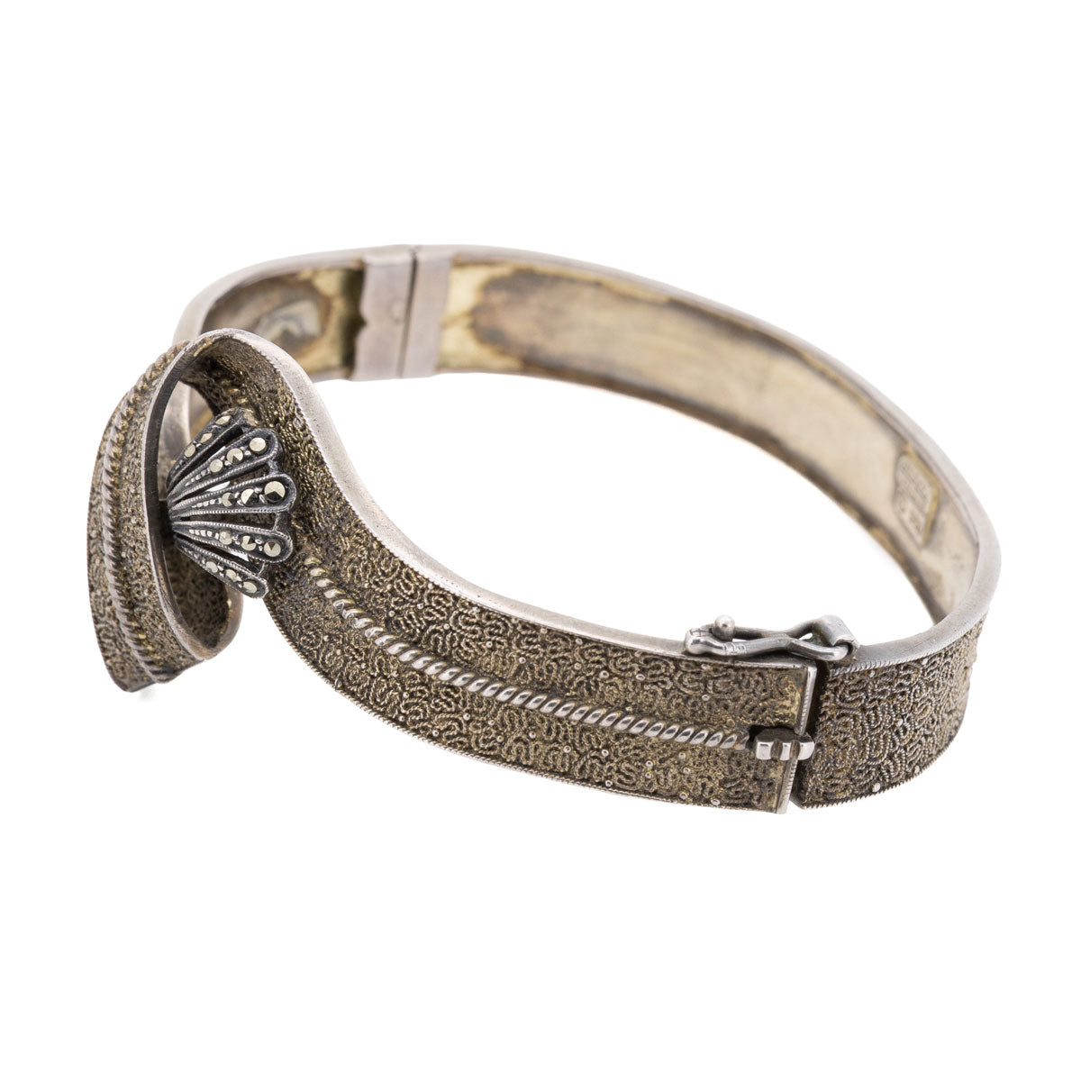 1105 – Original Theodor Fahrner Armreif – 925 Silber vergoldet mit Markasiten, Pforzheim um 1955