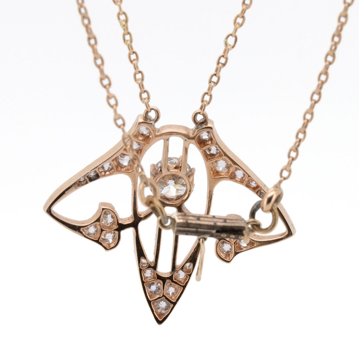 1109 – Original Art-Deco-Collier mit Diamanten im Alt-Schliff – Roségold um 1930