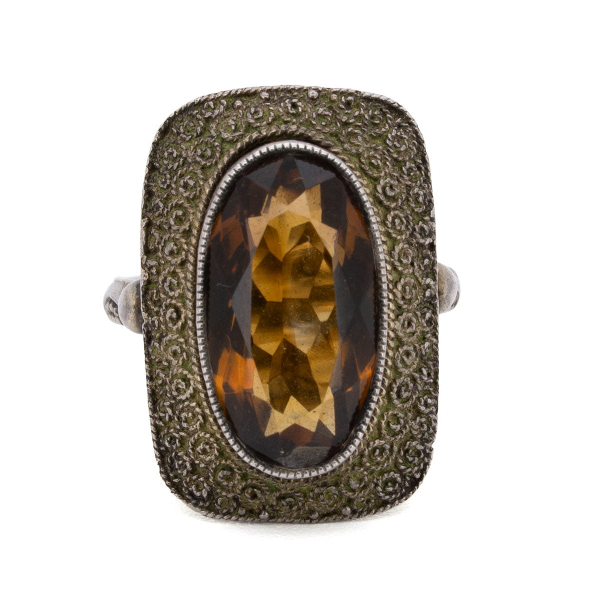 1110 – Original Theodor Fahrner Ring mit Citrin – 925 Silber, um 1950