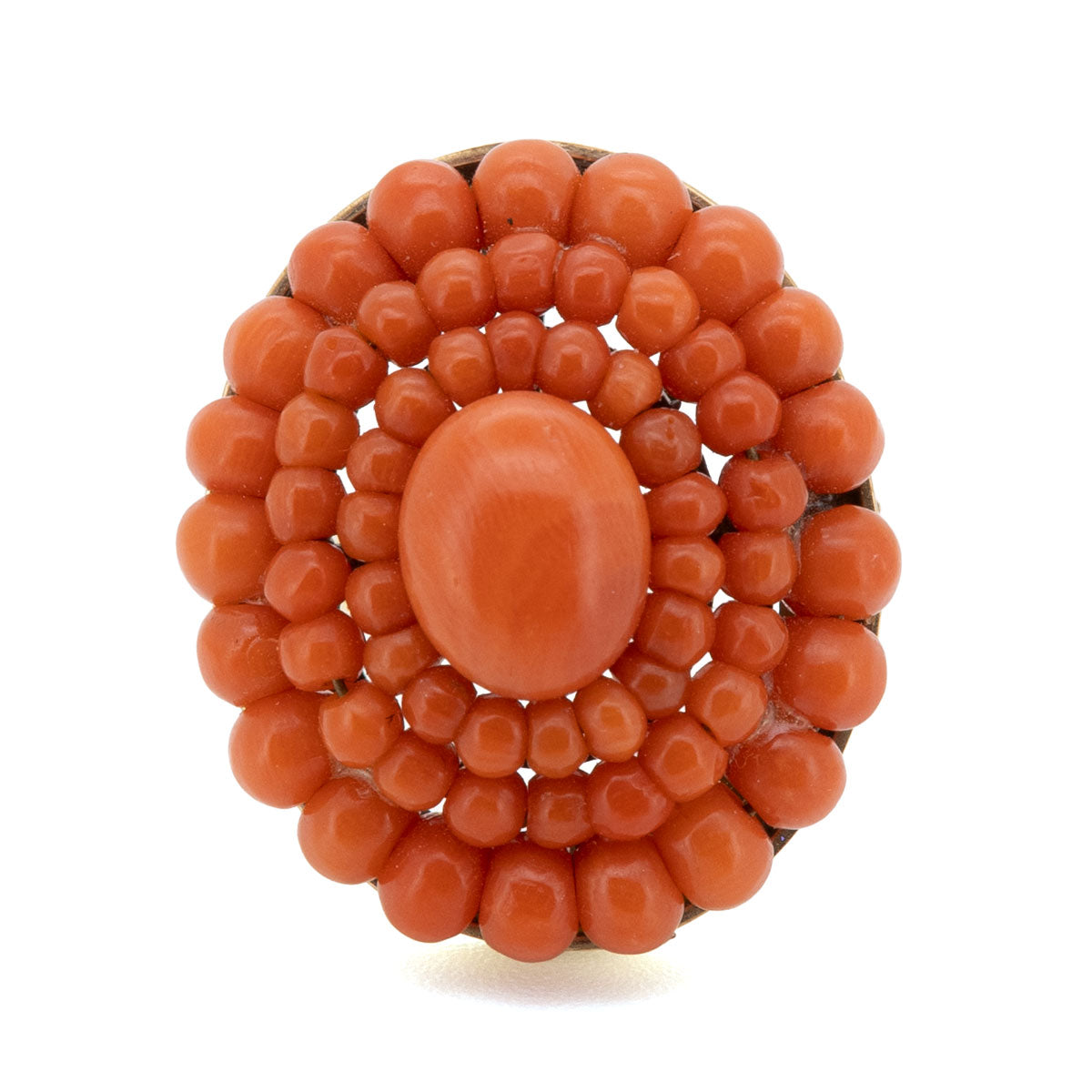 1127 – Lachs Korallen Ring aus 585 Gelbgold – Italien, um 1880