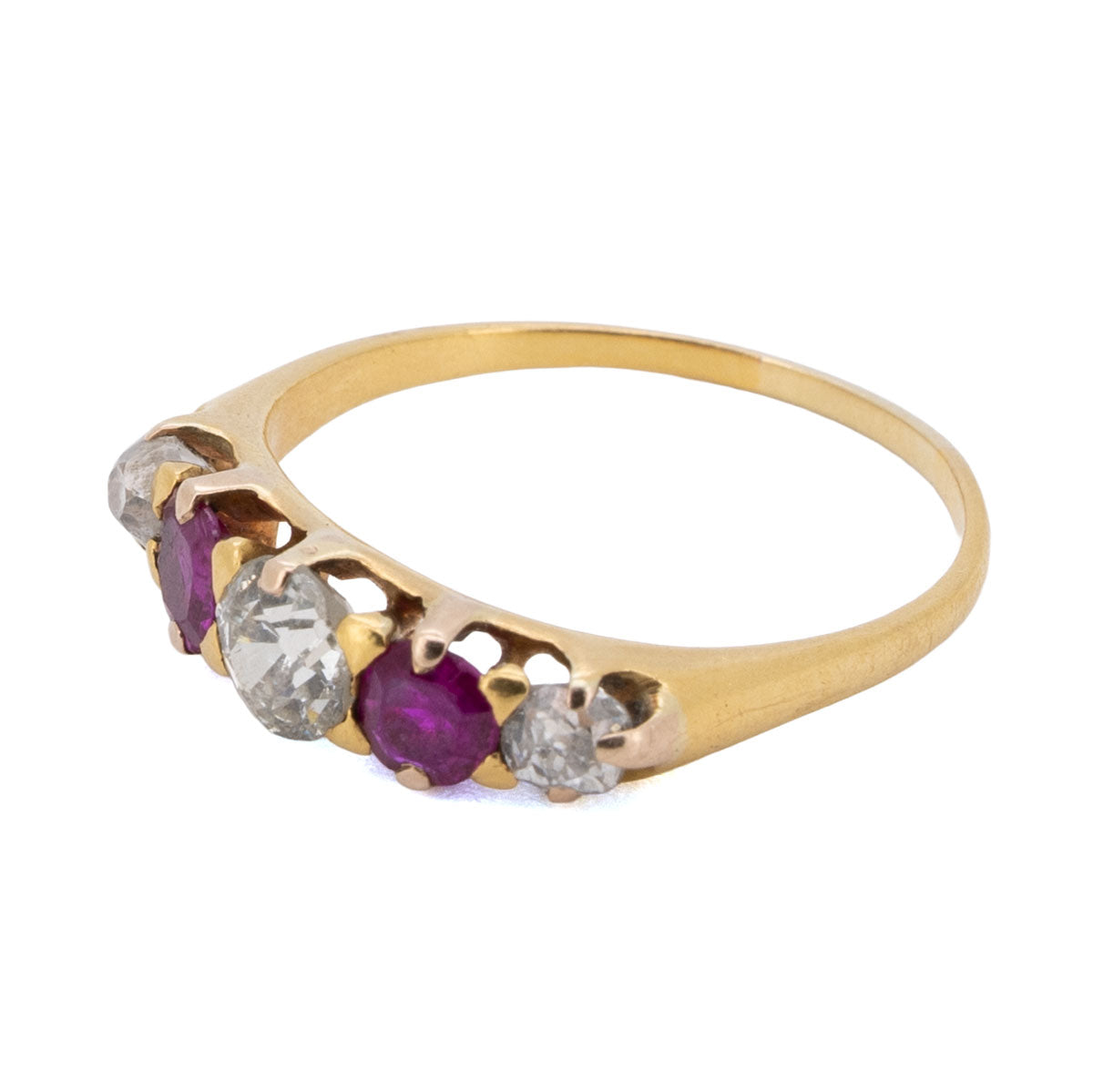 1128 – Jugendstil Rubin Diamant Ring aus 585 Gelbgold – um 1900