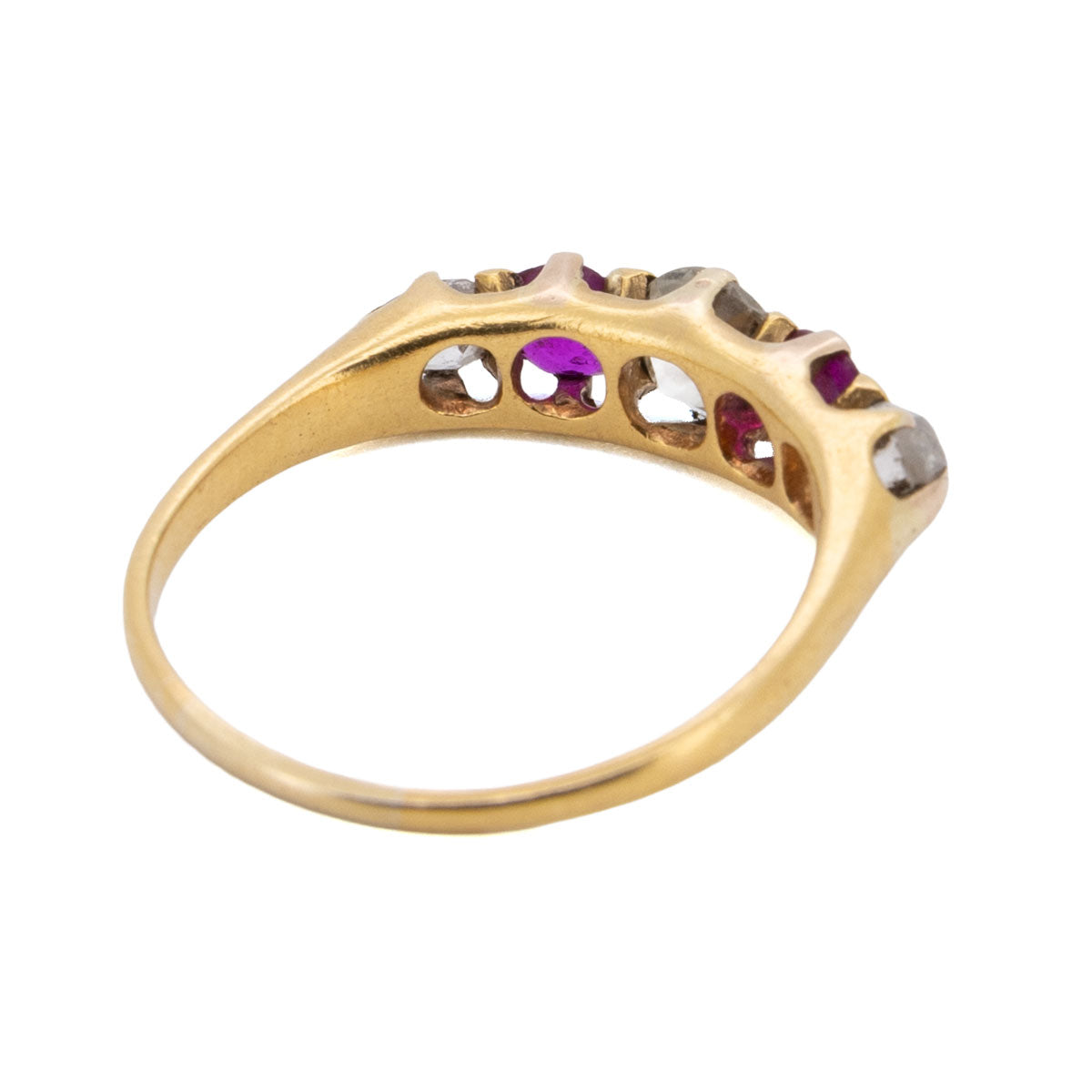 1128 – Jugendstil Rubin Diamant Ring aus 585 Gelbgold – um 1900