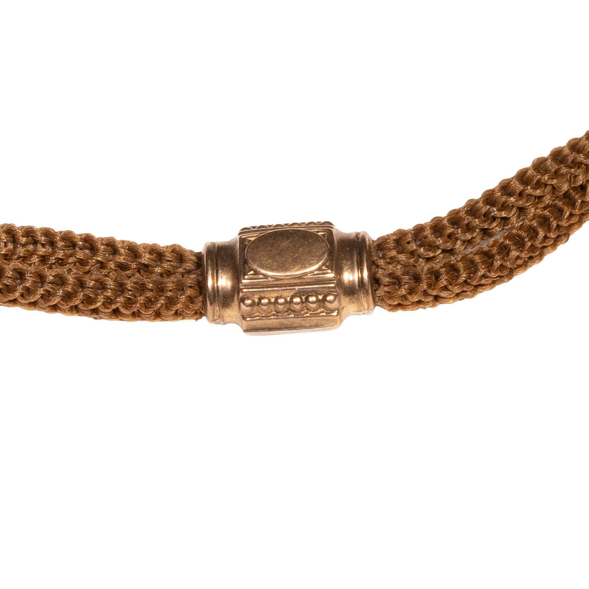 1172 – Biedermeier Uhrenkette aus geflochtenem Hechthaar – Tombak, um 1840