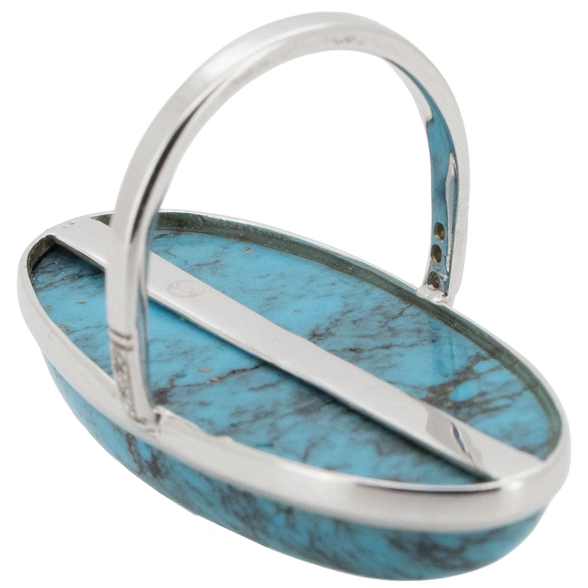 1181 – Vintage Ring aus 585 Weißgold mit Türkis und Diamanten – um 2000