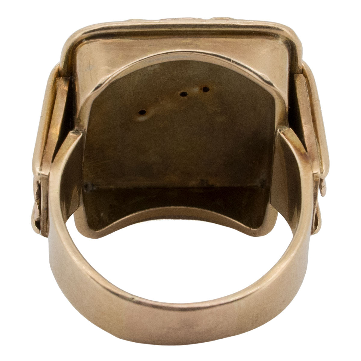 1187 – Antiker massiver Herrenring aus 585 Rosé- und Gelbgold mit Diamanten und Initialen „RS“ – Italien, um 1940