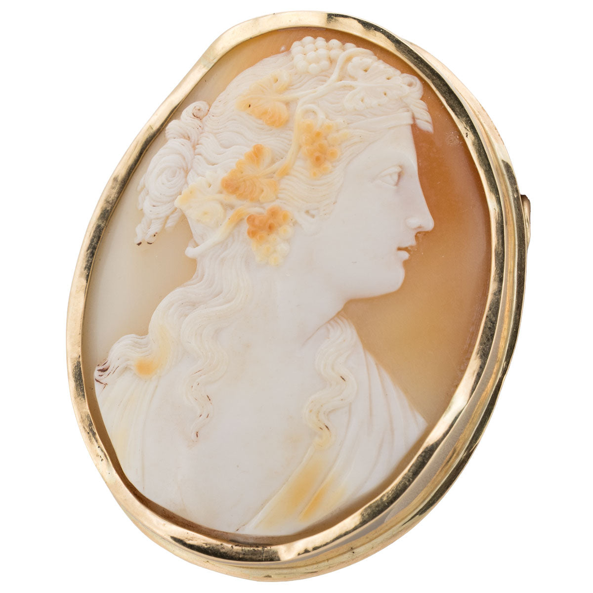 1200 – Antike Gemmenbrosche mit Darstellung der griechischen Göttin Persephone aus 585 Gold – um 1870