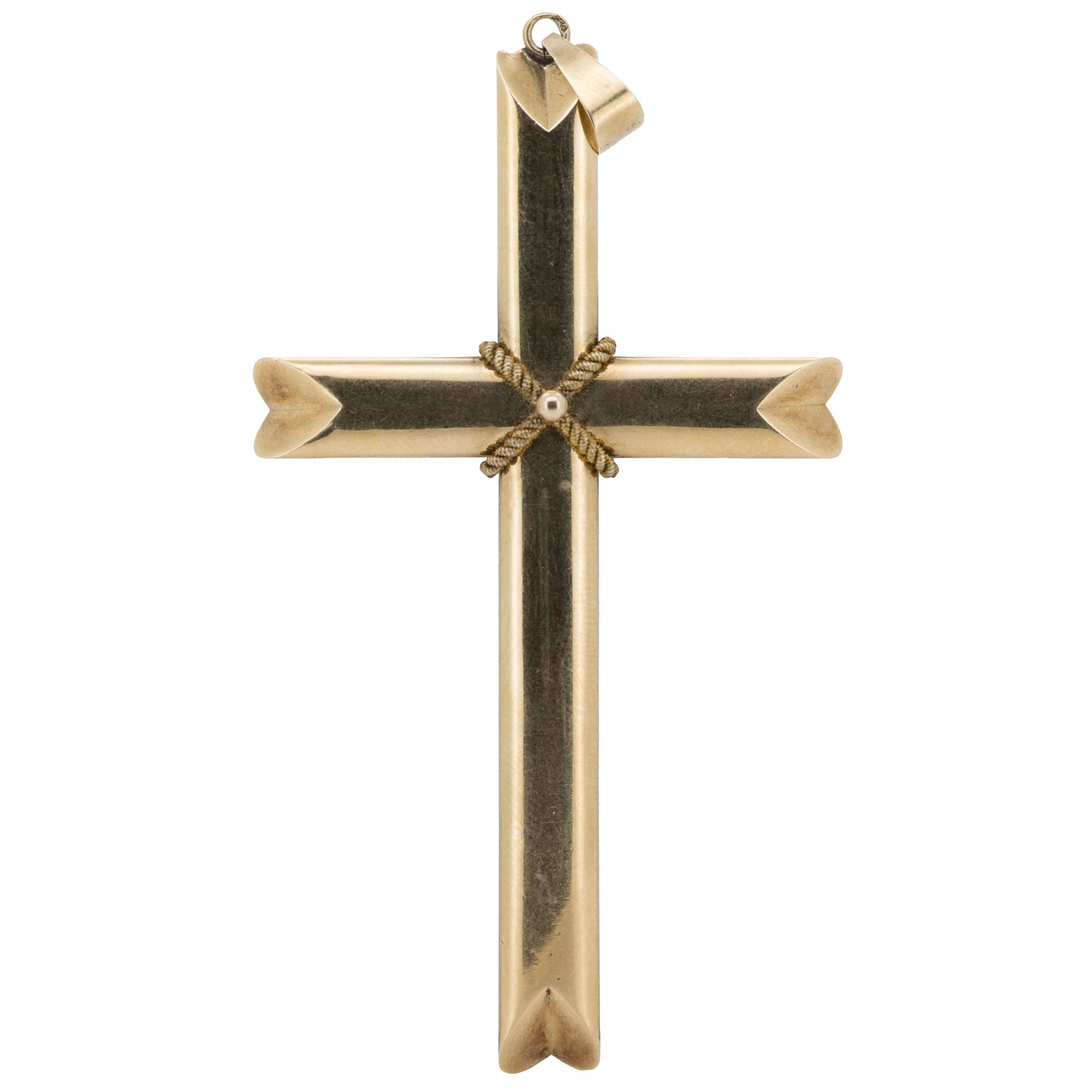 1204 – Großer Kreuzanhänger aus 585 Gelbgold – Biedermeier – um 1840