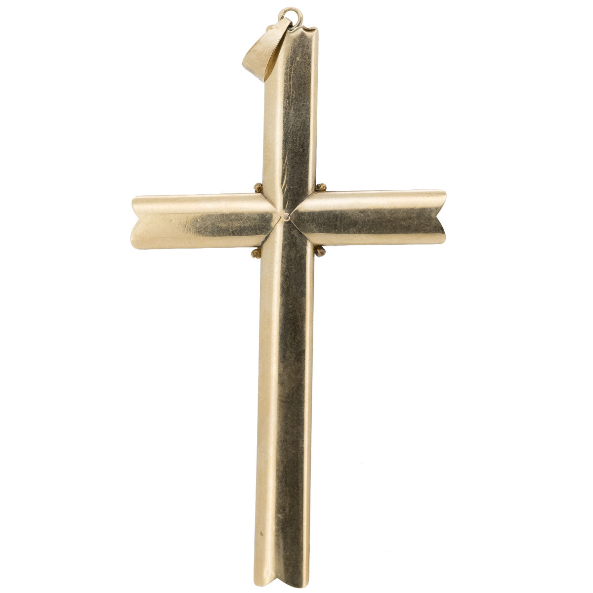 1204 – Großer Kreuzanhänger aus 585 Gelbgold – Biedermeier – um 1840