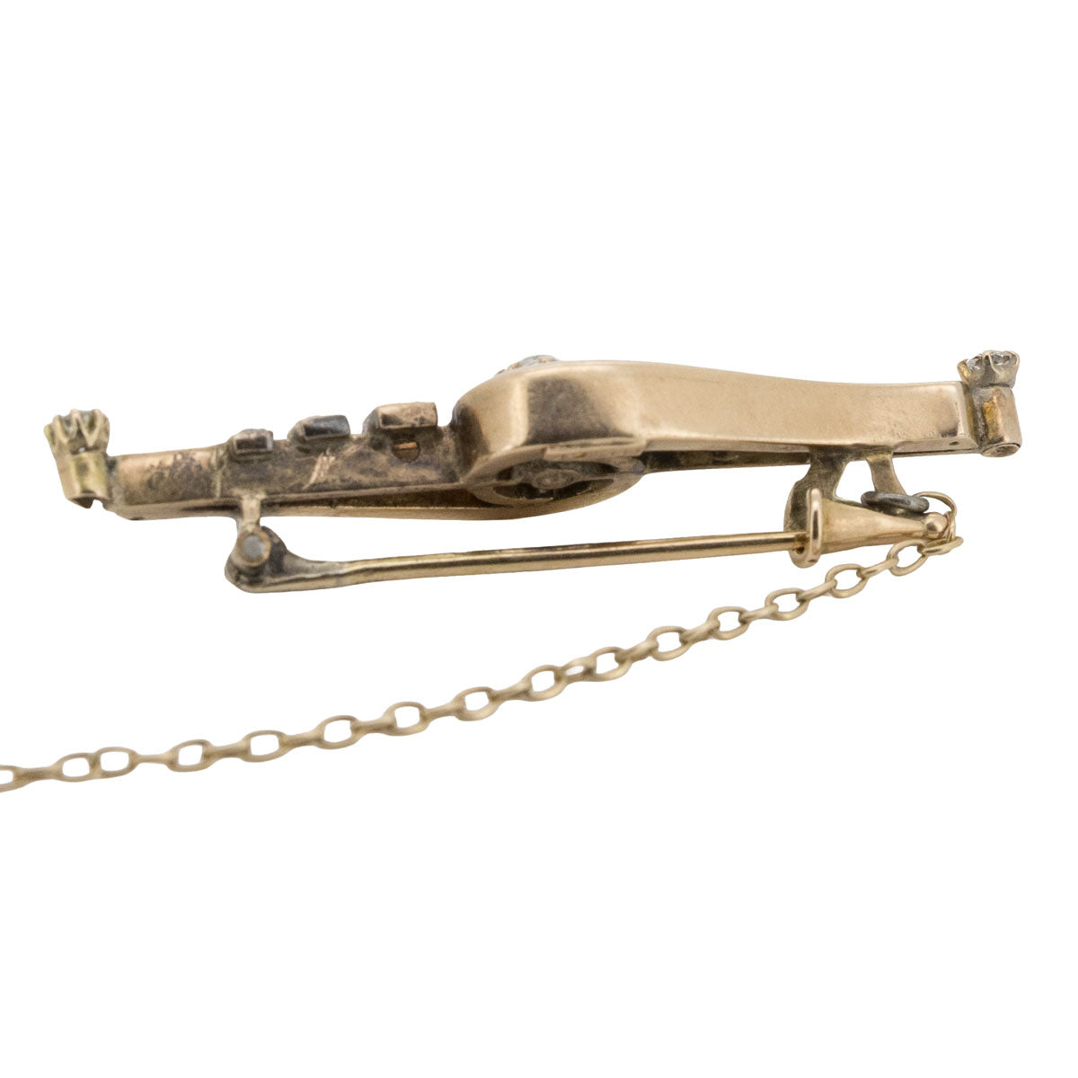 1209 – Antike Jugendstil-Brosche aus 585 Roségold mit Diamanten – Pforzheim – um 1900